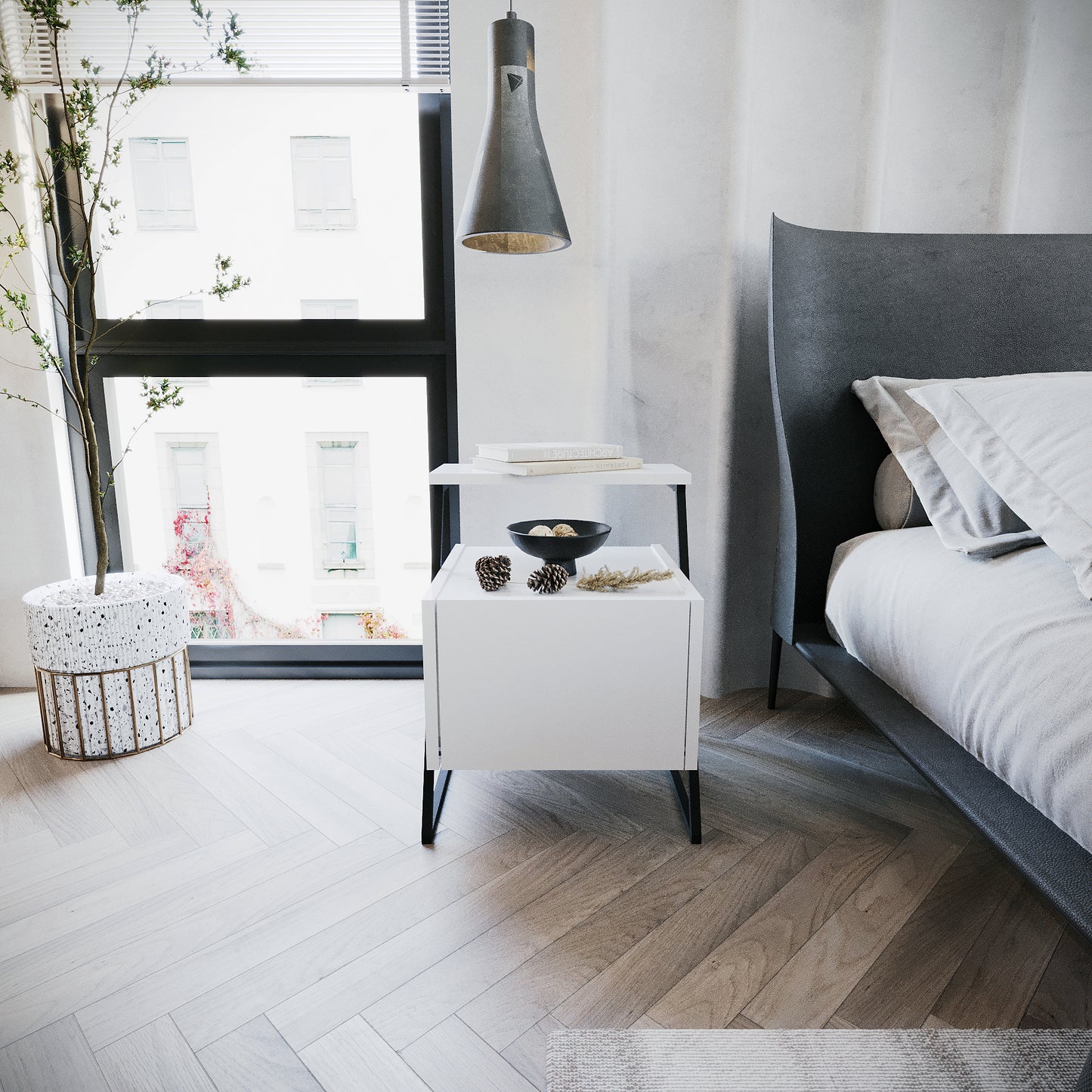 
                  
                    Minimalist Wooden Bedside Table
                  
                