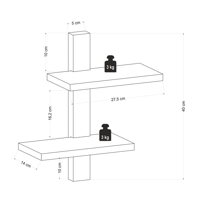 White Floating Wooden Wall Shelf Dimensions - Modular Wood - 1