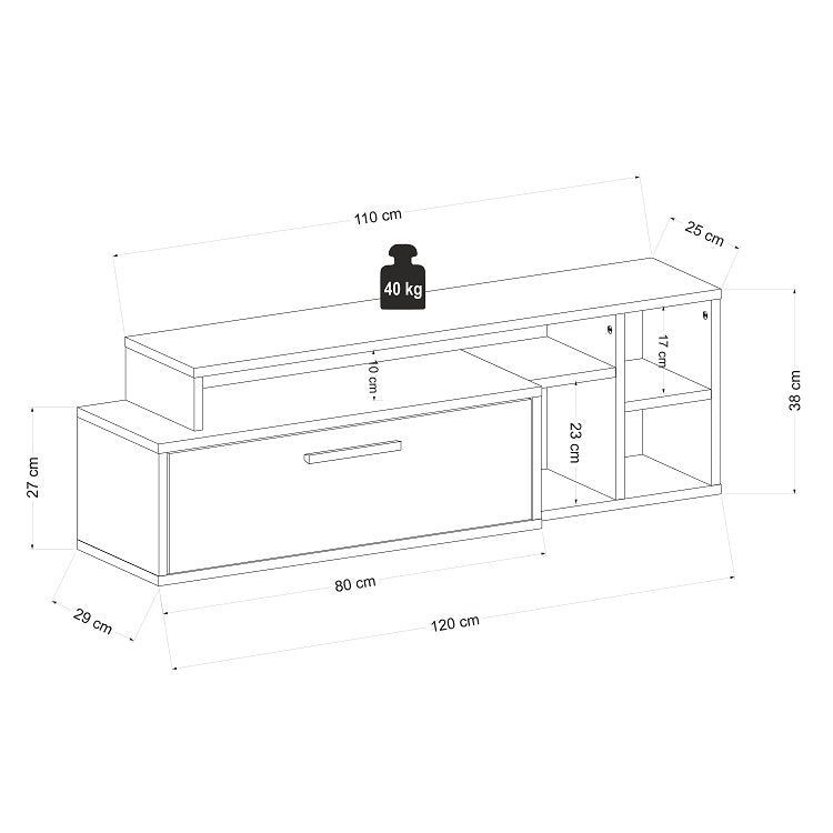 Wooden Adjustable TV Cabinet Stand - Modular Wood -1