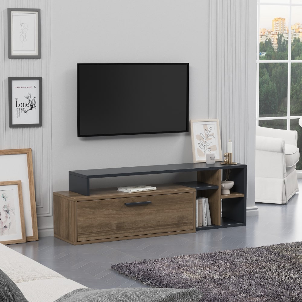 
                  
                    Brown Wooden Adjustable TV Cabinet Stand - Modular Wood - 6
                  
                