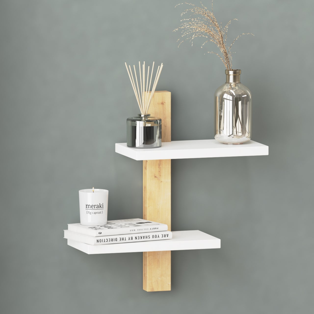 
                  
                    White Floating Wooden Wall Shelf - Modular Wood - 4
                  
                