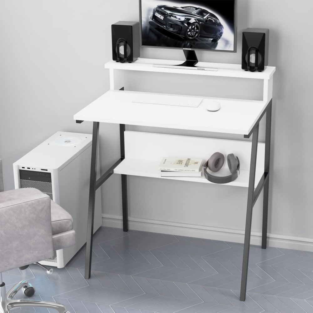 
                  
                    White Minimalist Wooden Computer Desk - Modular Wood - 2
                  
                