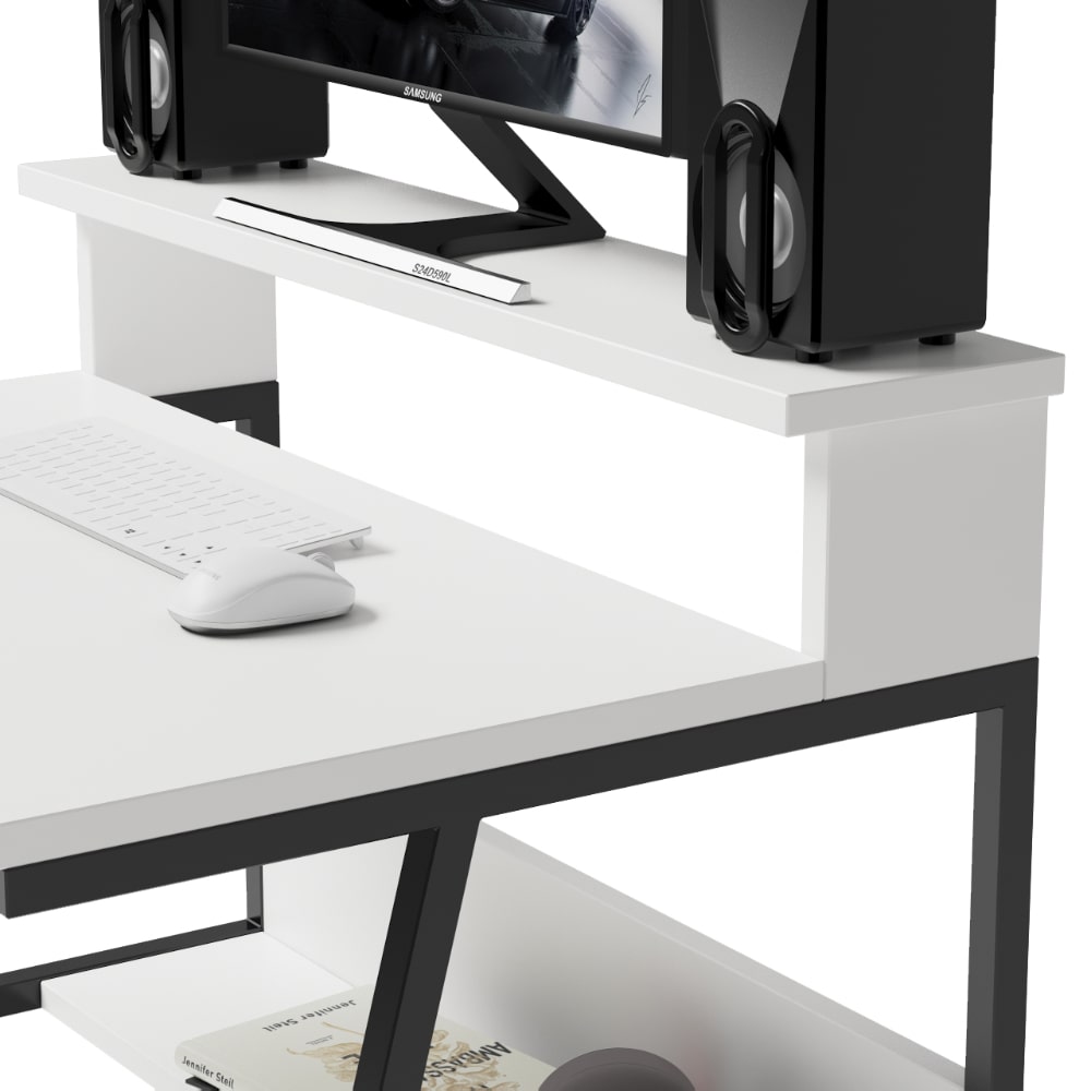 
                  
                    White Minimalist Wooden Computer Desk - Modular Wood - 5
                  
                