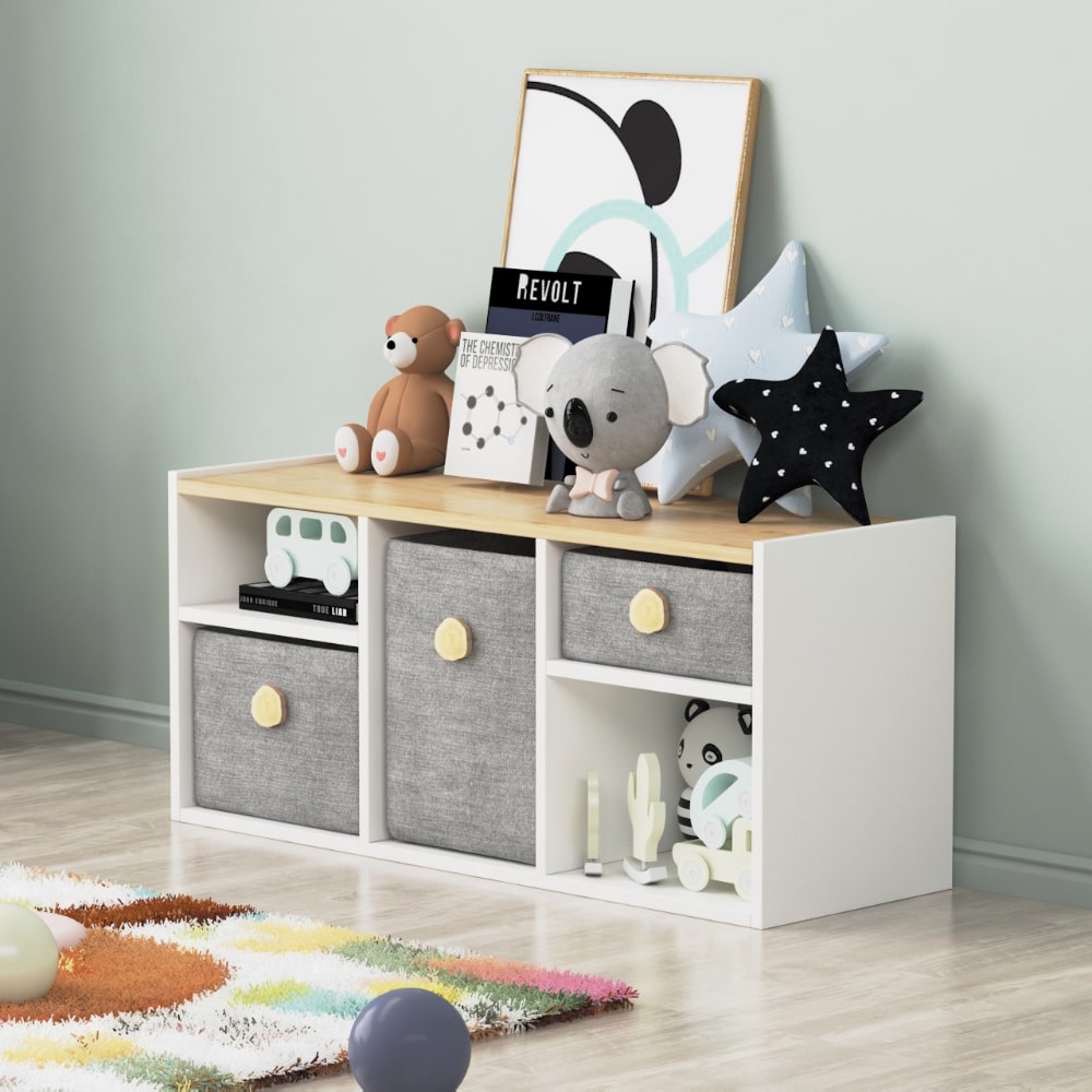 
                  
                    Wooden Storage Cabinet for Children Toys - Modular Wood - 1
                  
                